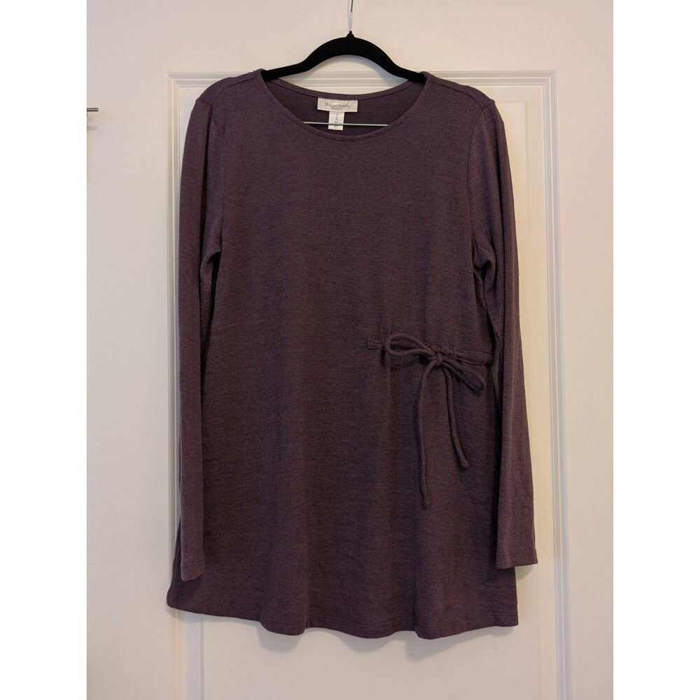 Motherhood Maternity Size M Plum Purple Long Sleeve Bow Tie Front Sweater